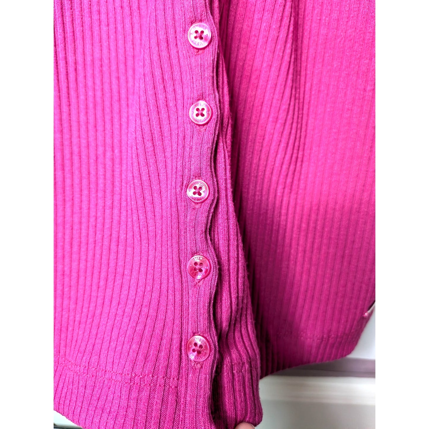 GUESS NWOT pink bodycon ribbed henley dress size XL cotton blend