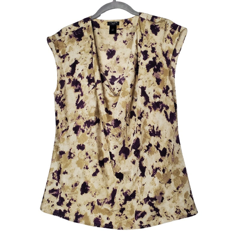 Ann Taylor blouse 12 petite tan w/ purple