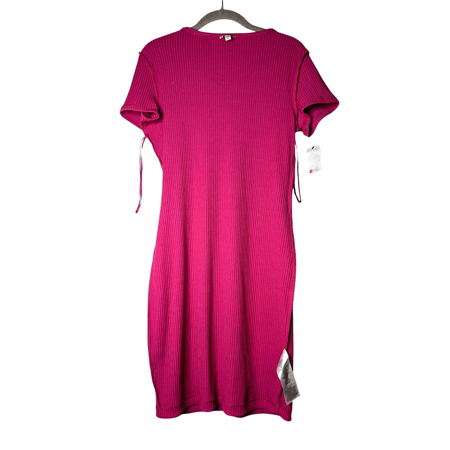 GUESS NWOT pink bodycon ribbed henley dress size XL cotton blend