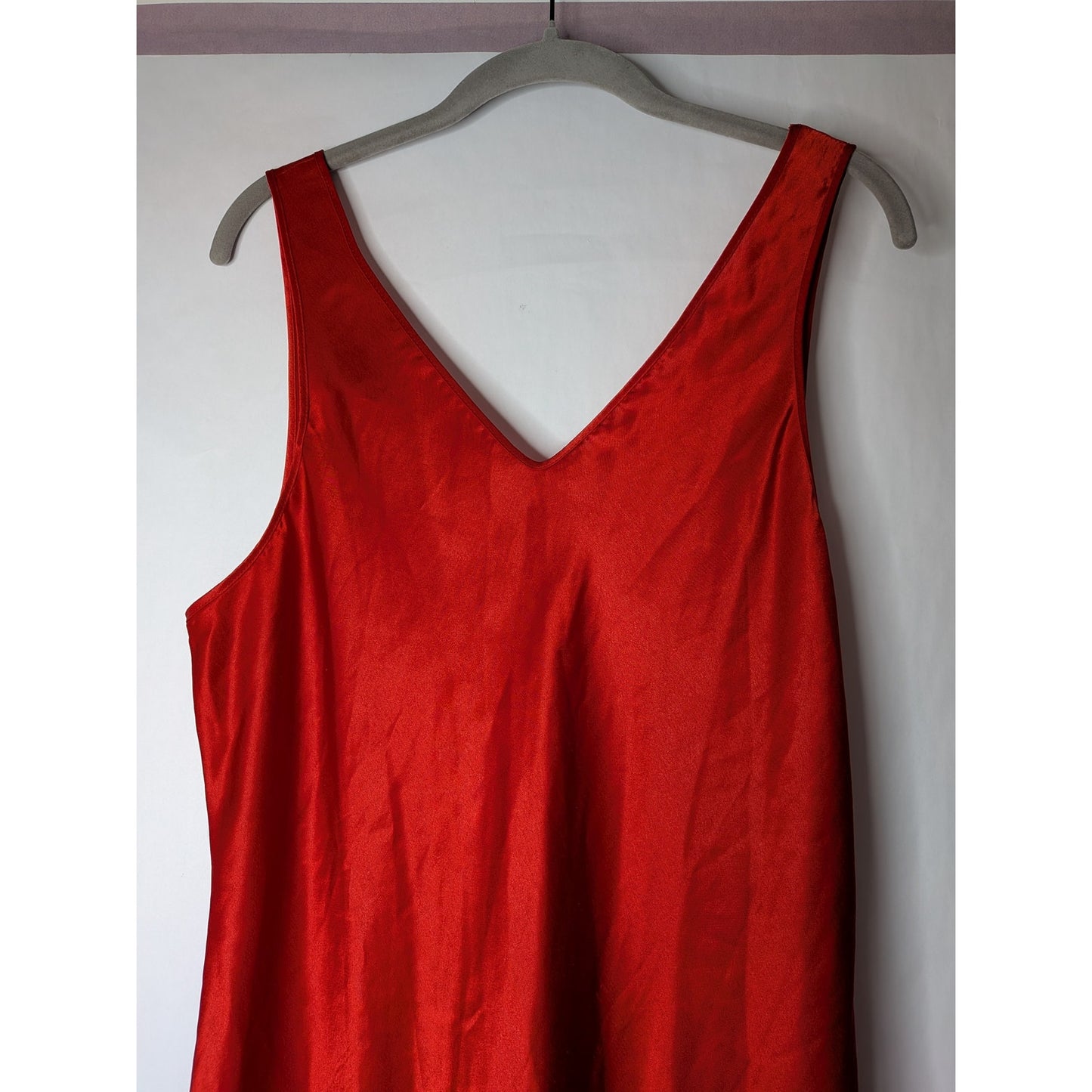 Slip dress red vintage Val Mode Lingerie dress made in usa nightgown satin