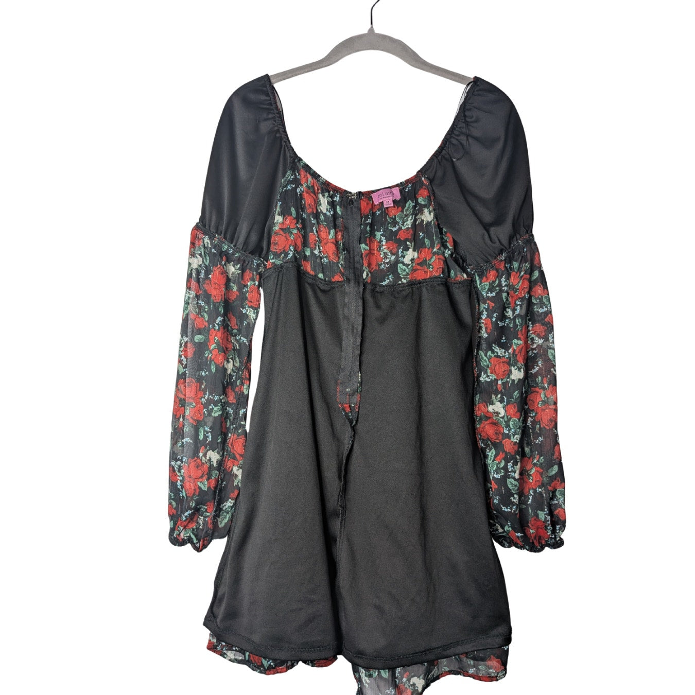 Francesca's Mi Ami Patricia floral swing black rose mini dress medium