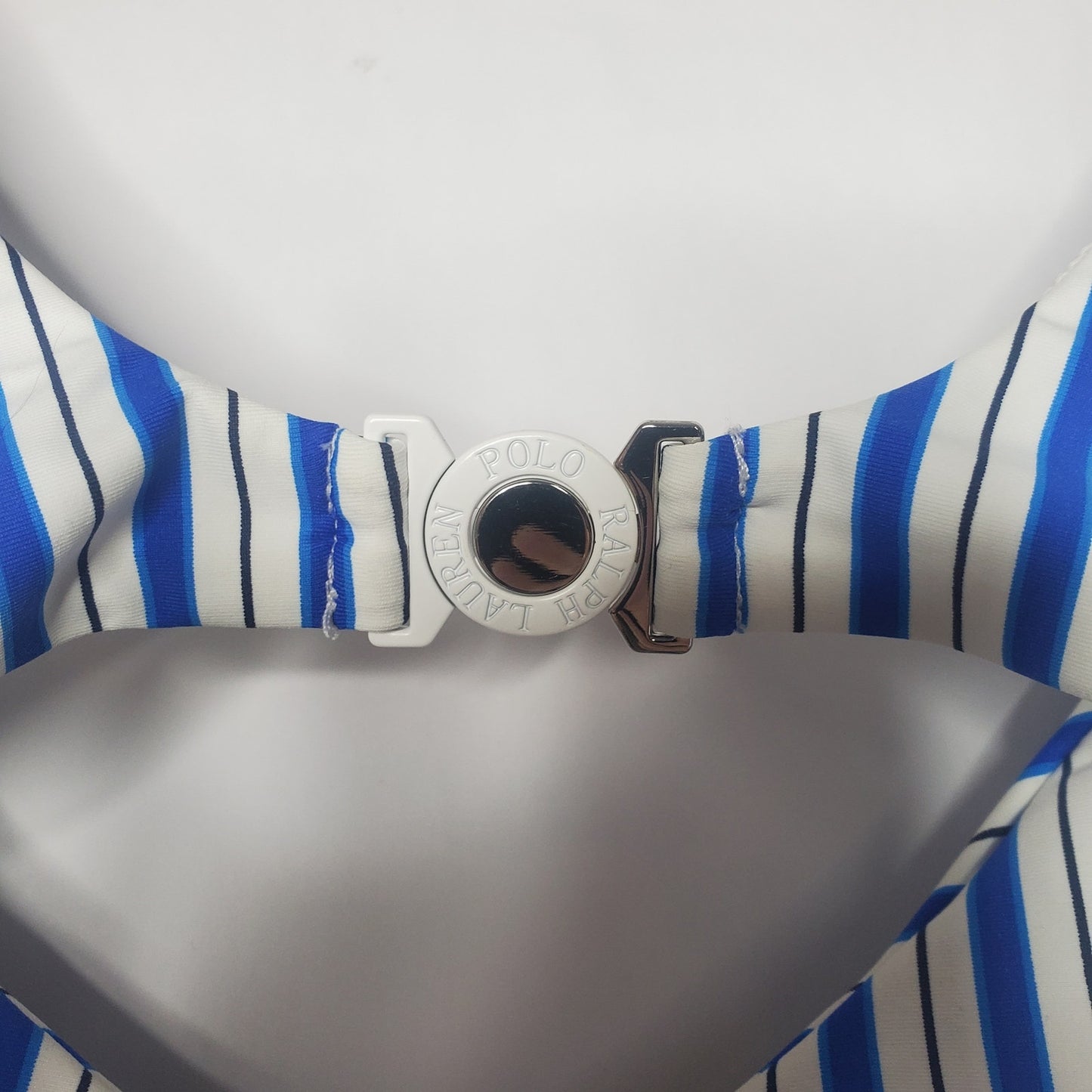 NWsT polo Ralph Lauren swimsuit top blue stripes US large coastal stripe white