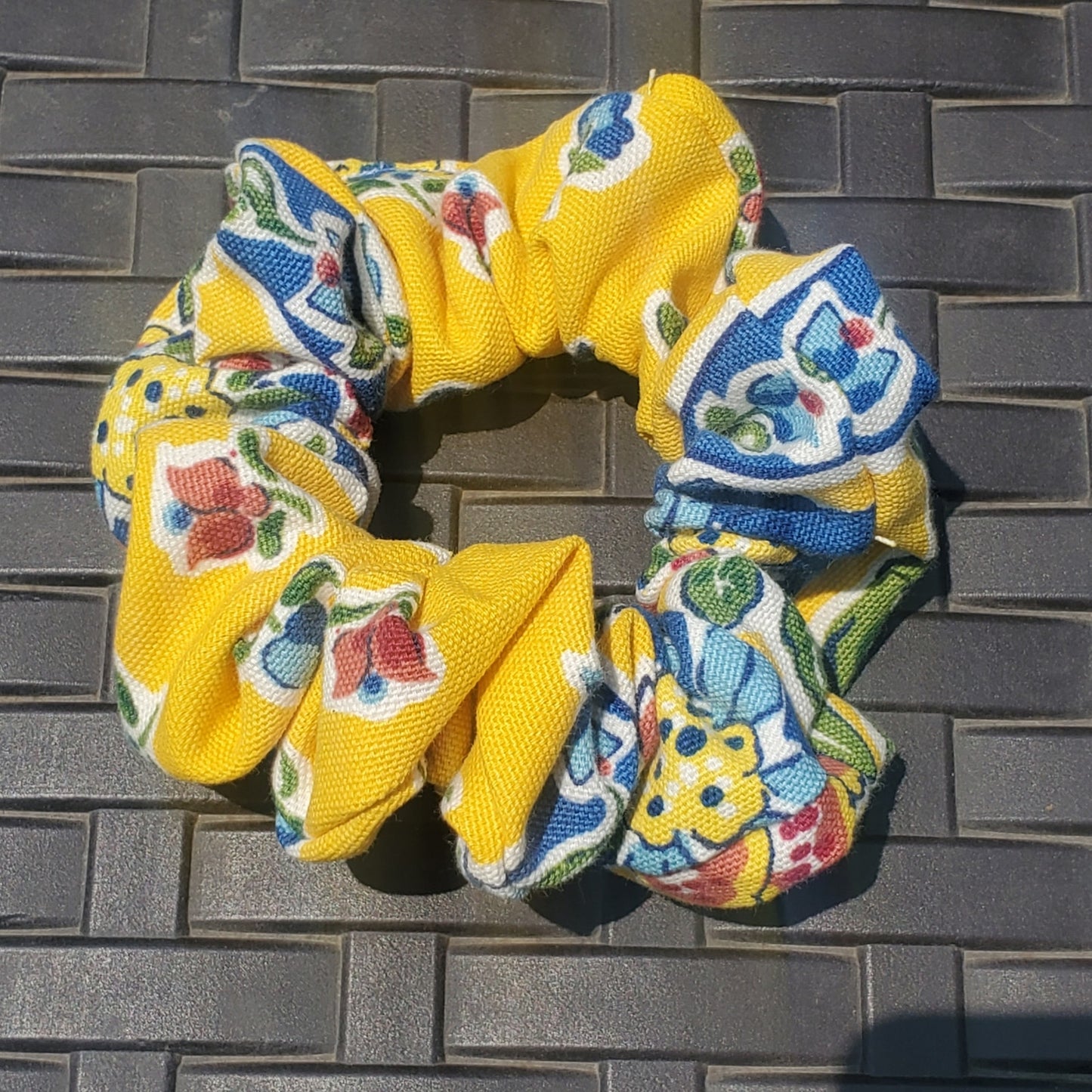 Large Cotton Scrunchies handmade from recycled fabrics unique, one-of-a-kind