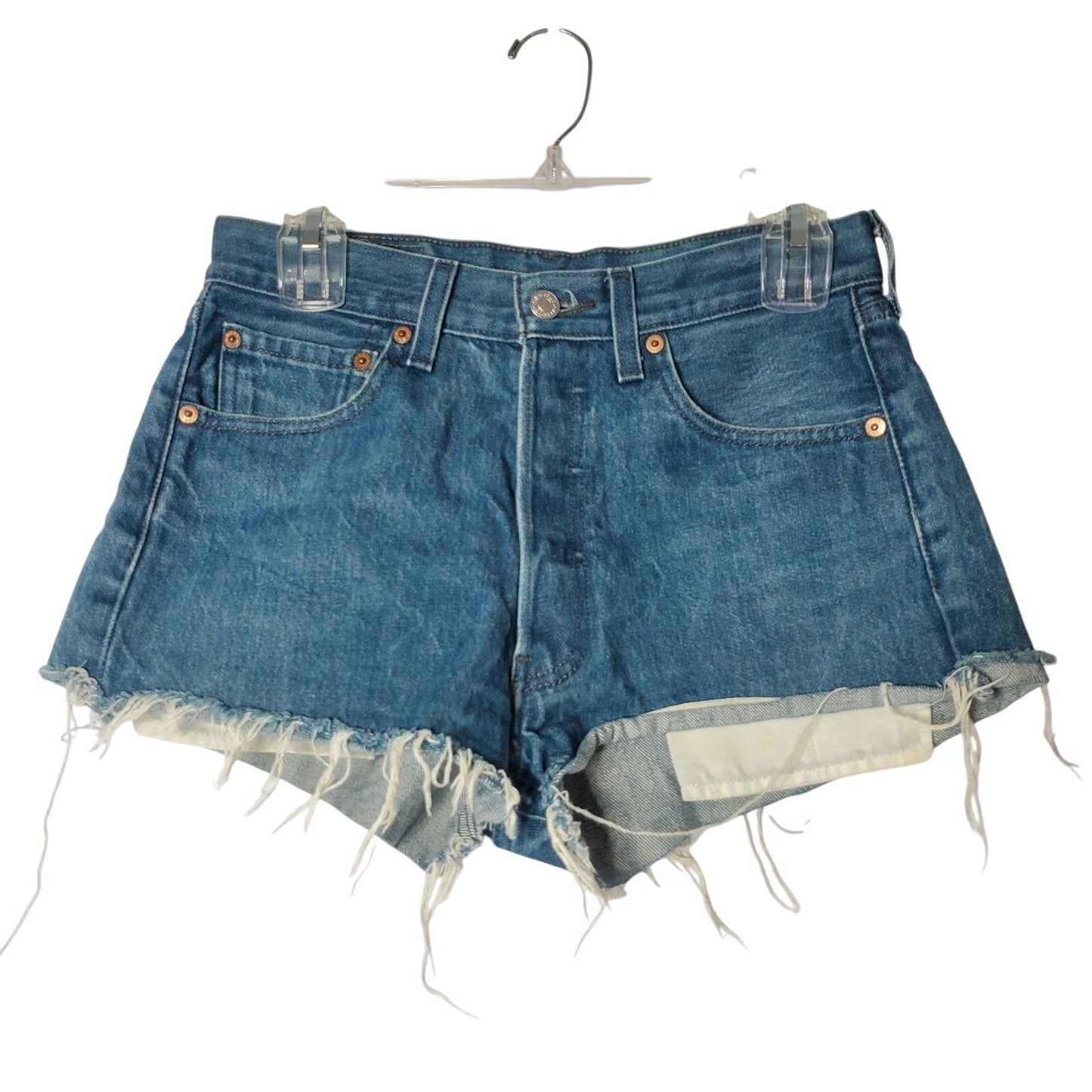 Levi Strauss 501 cotton jean shorts W29 L30 denim short cut off womens