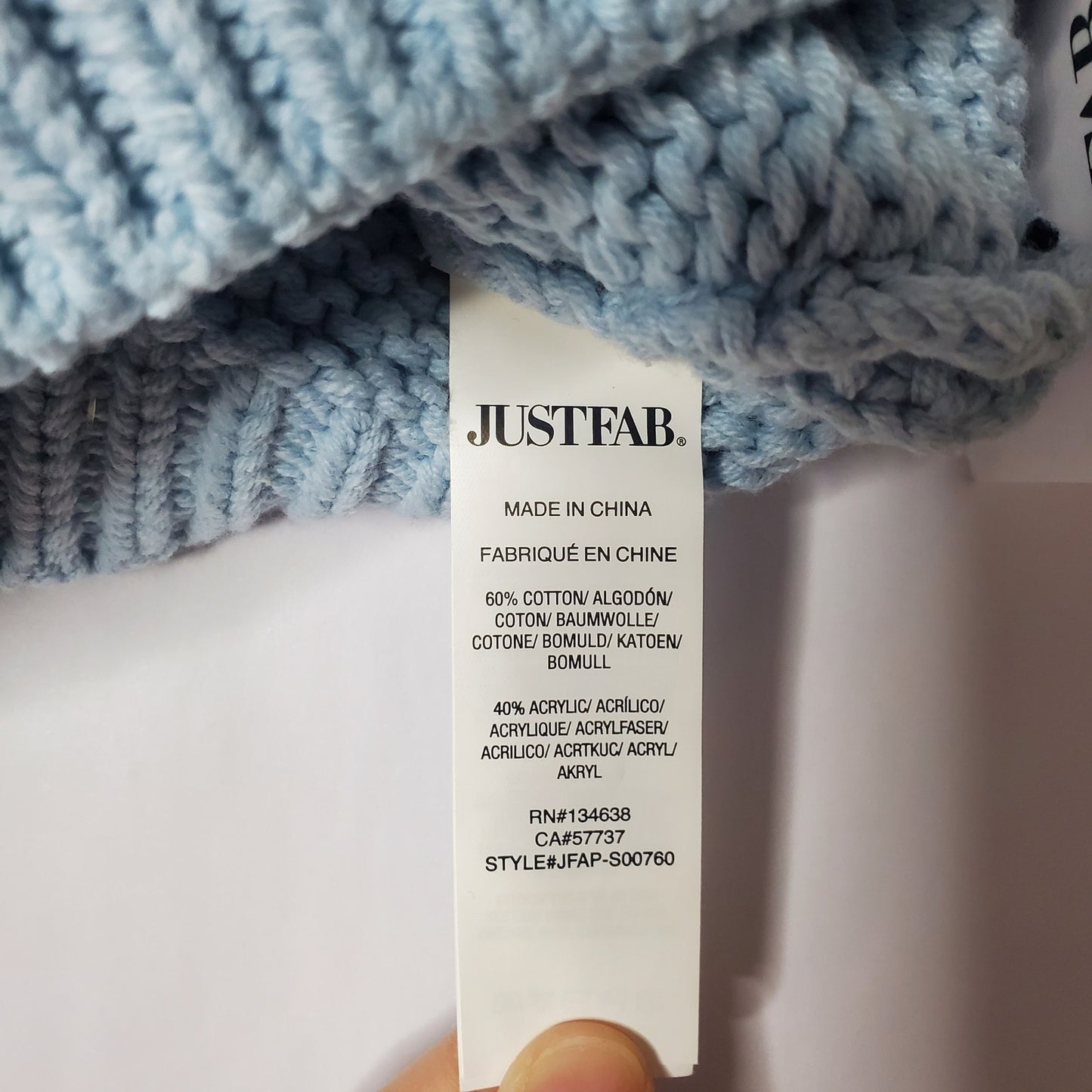 Crochet crop top light blue pastel bow detail M womens Just Fab NWT