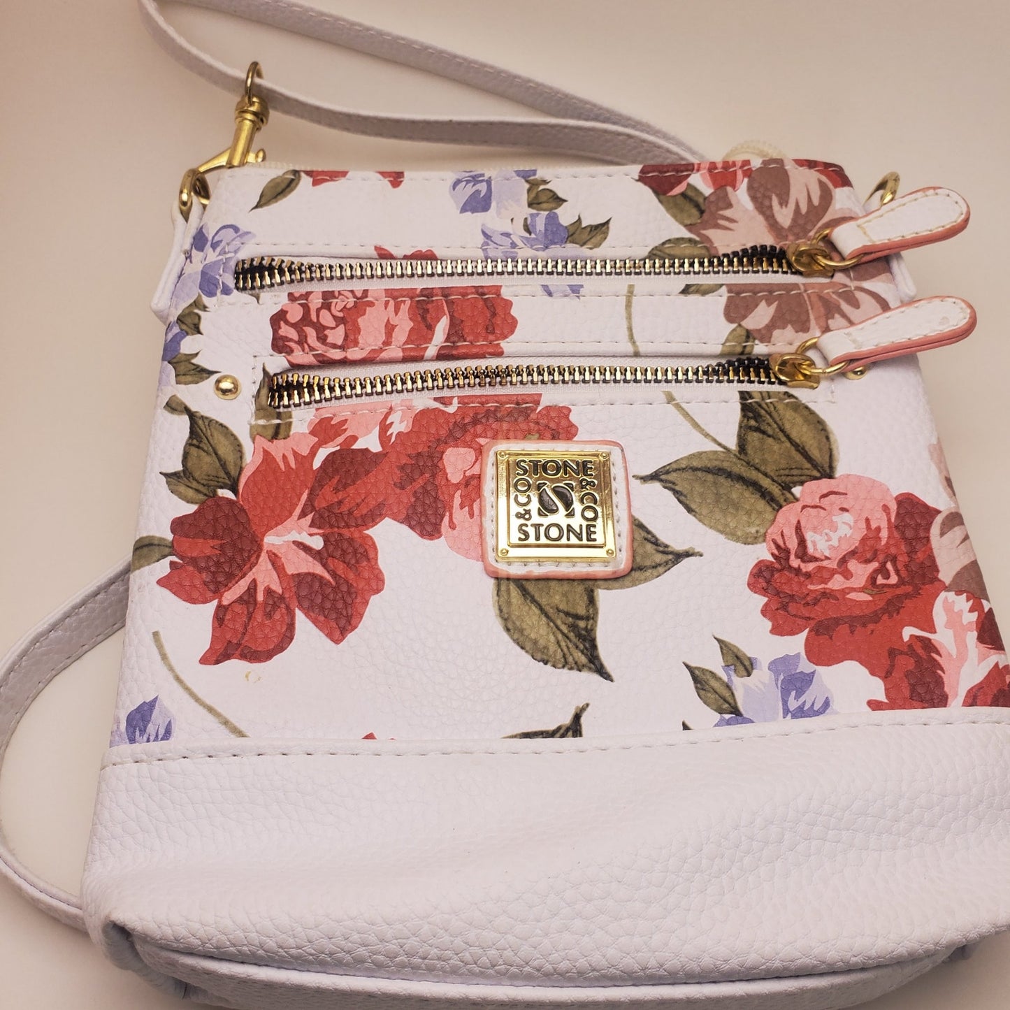 Floral pattern white stone mountain cross body purse bag spring light cute
