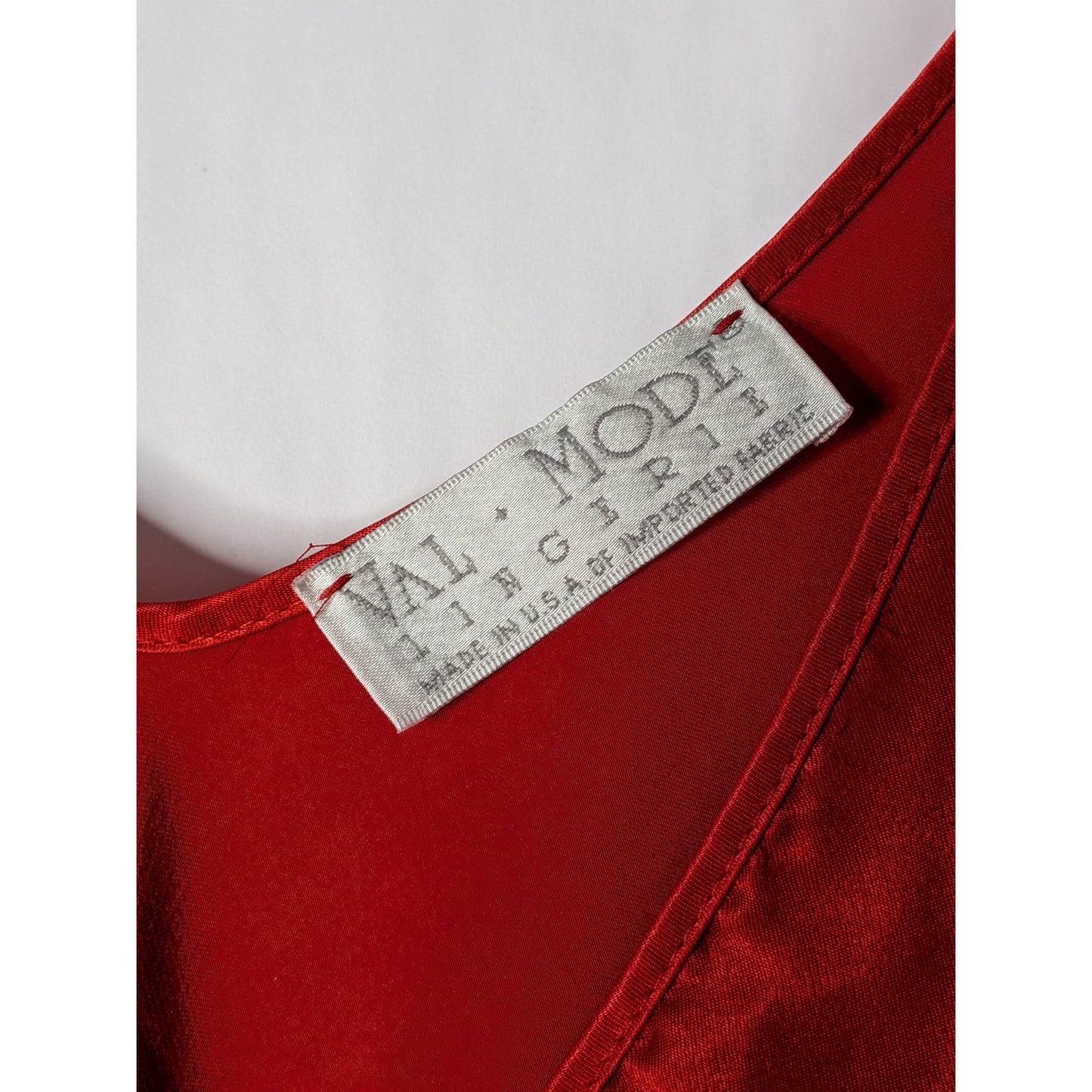 Slip dress red vintage Val Mode Lingerie dress made in usa nightgown satin