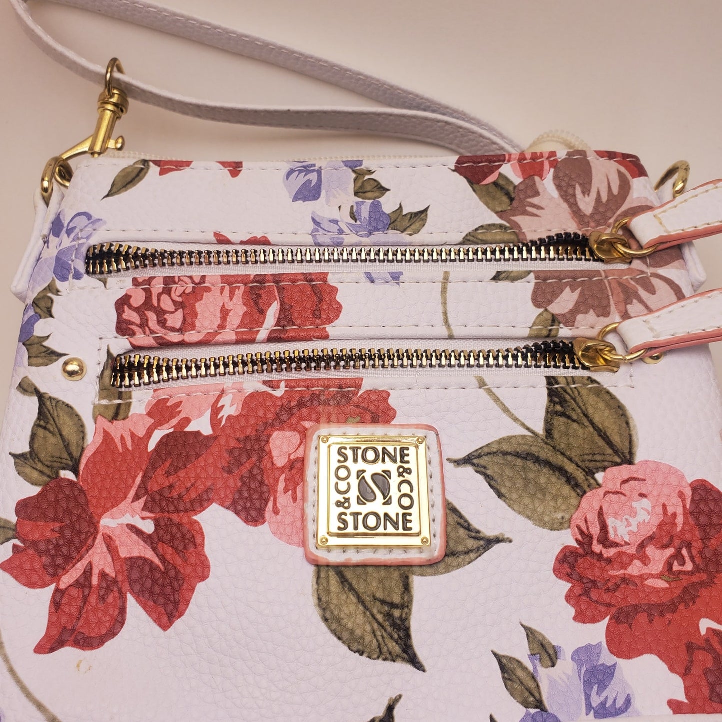 Floral pattern white stone mountain cross body purse bag spring light cute
