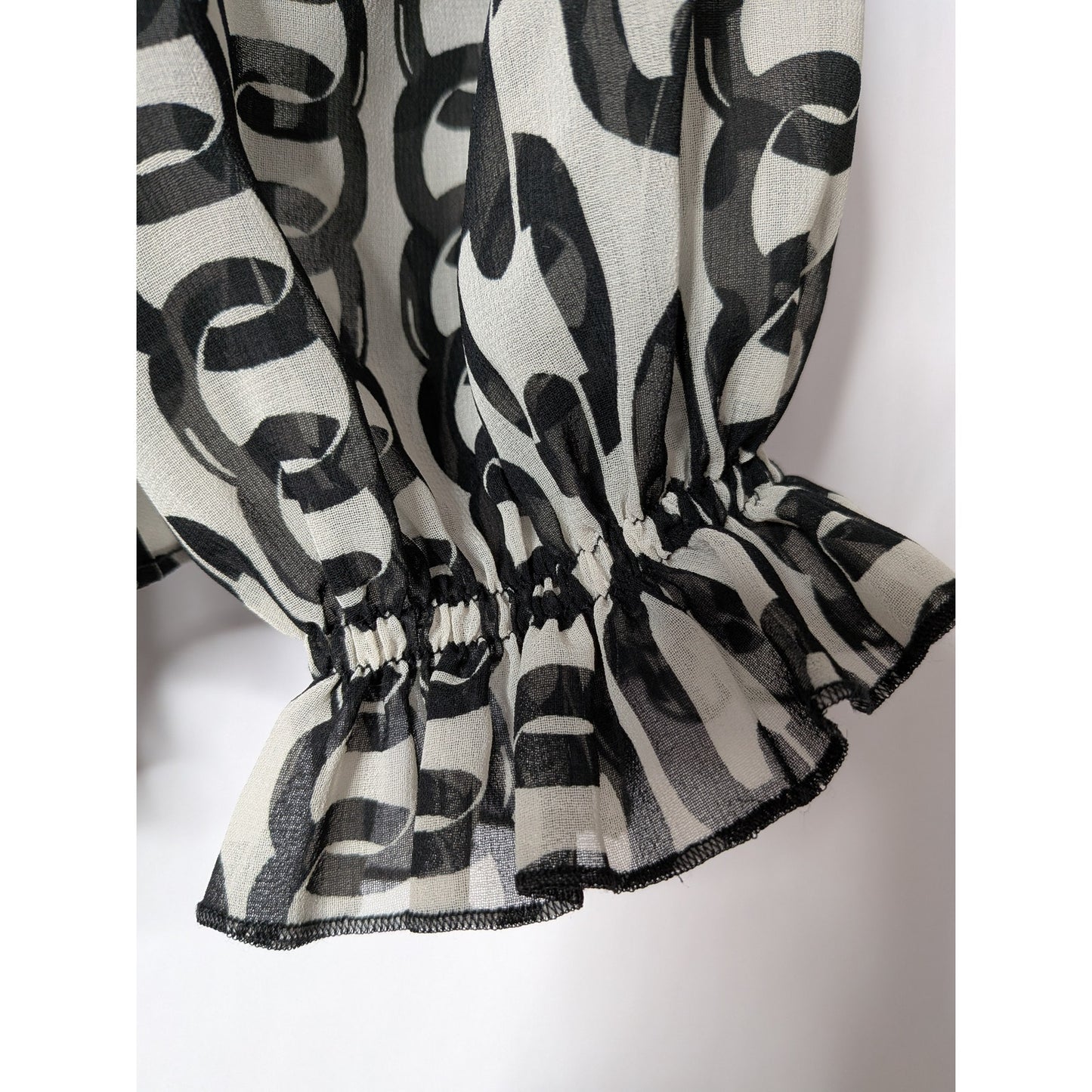 Zara top tie blouse sheer chain pattern