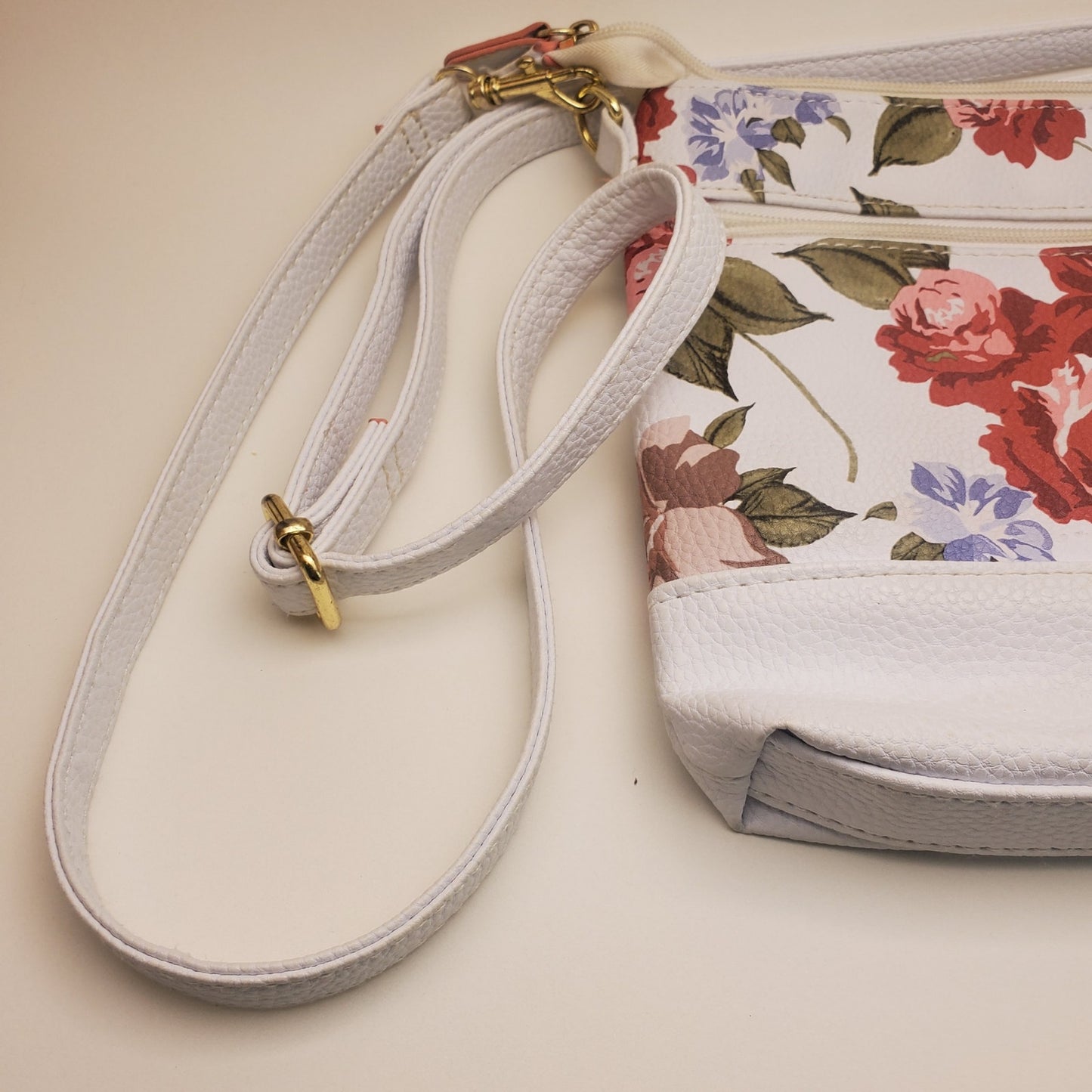 Floral pattern white stone mountain cross body purse bag spring light cute