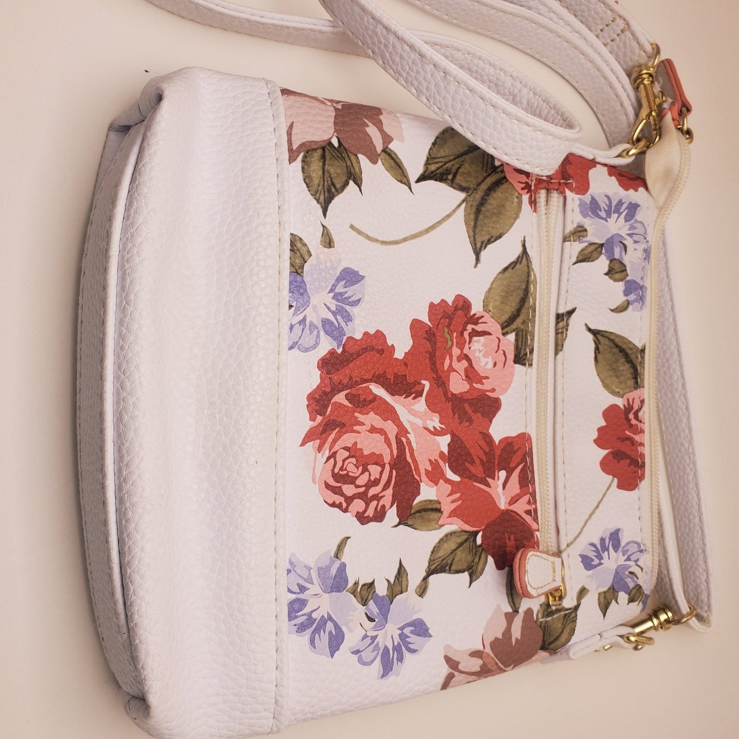 Floral pattern white stone mountain cross body purse bag spring light cute