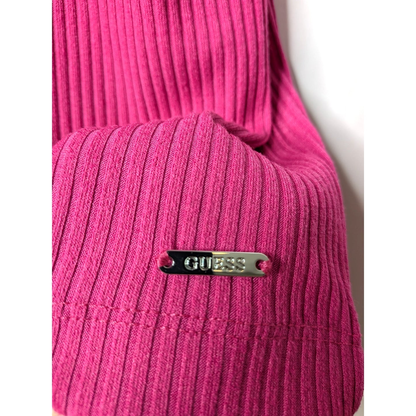 GUESS NWOT pink bodycon ribbed henley dress size XL cotton blend
