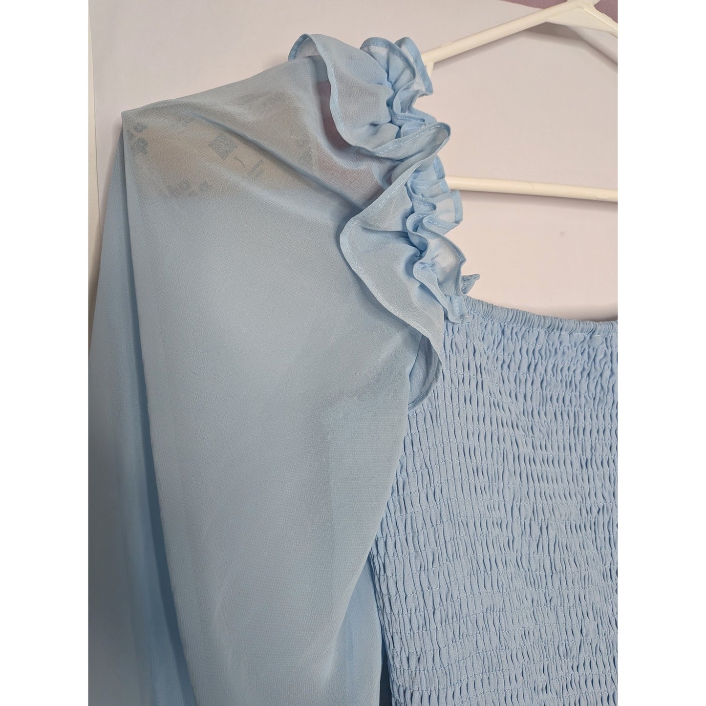 BYINNS squareneck sheer long sleeve ruffle tiered princess dress XL