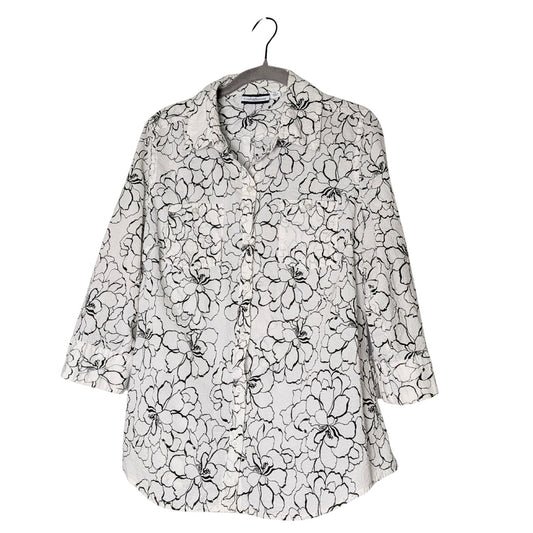 floral white button-up croft & burrow 100% cotton size medium