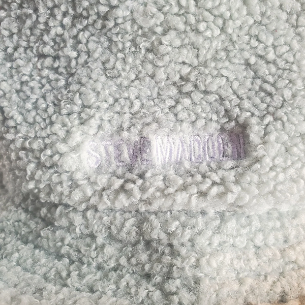 Bucket Hat Steve Madden faux fur green white embroidered logo one size fits all