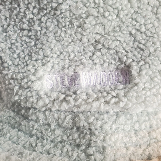 Bucket Hat Steve Madden faux fur green white embroidered logo one size fits all