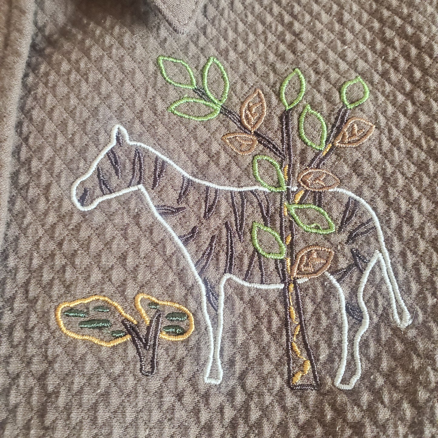 Christopher & Banks embroidered brown vest, elephants and giraffes oh my!