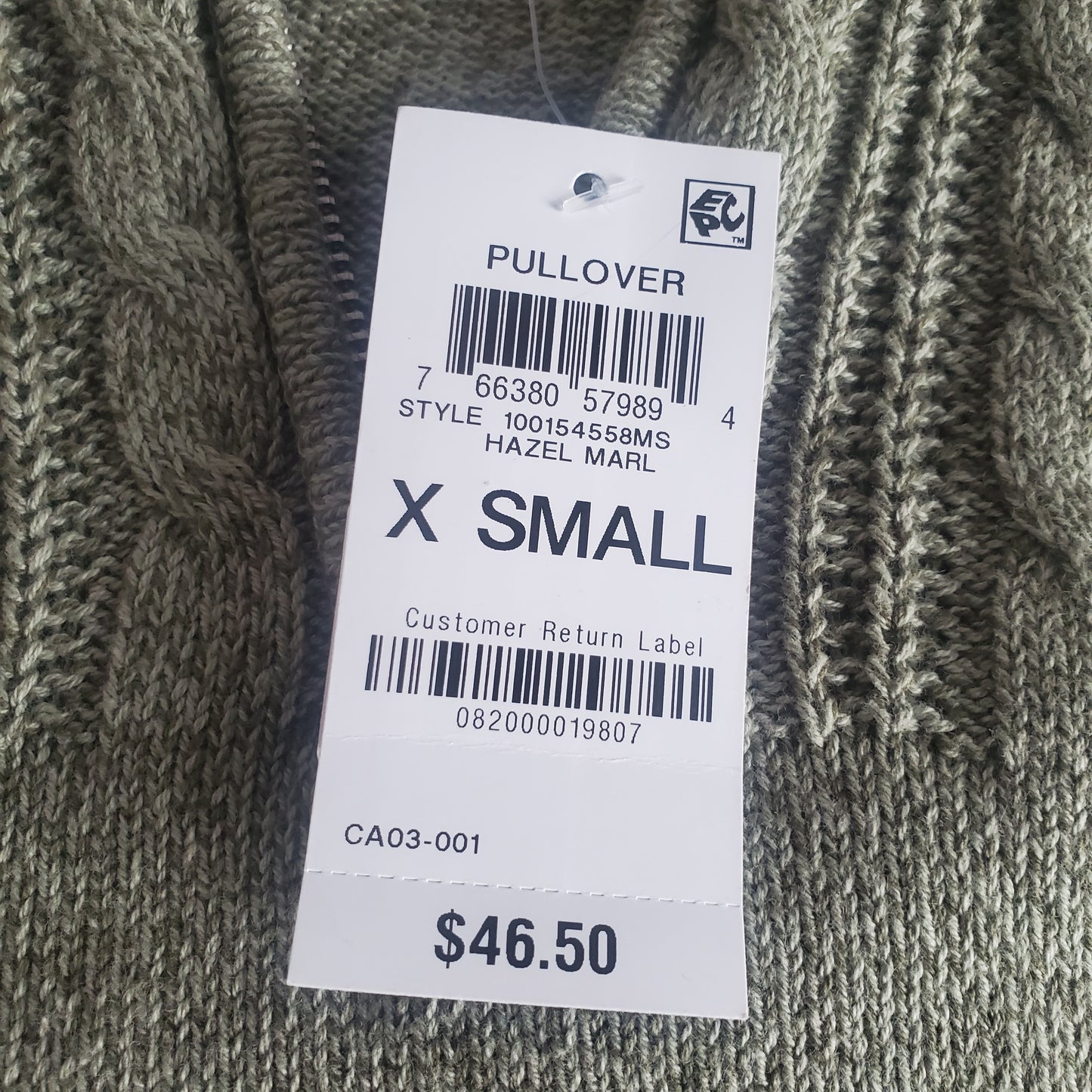 Xsmall Karen Scott hazel green pullover sweater new with tags