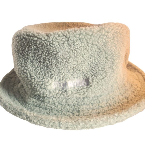 Bucket Hat Steve Madden faux fur green white embroidered logo one size fits all